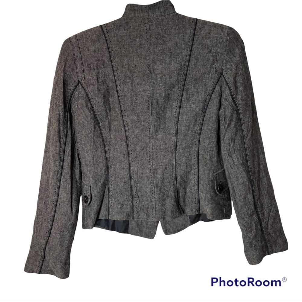 H&M Women’s 100% Linen Blazer Button Front  2 Front Pockets Finely Detailed - Picture 2 of 6